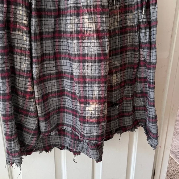 R13 Gothic Baby Doll Dress with Rings in Red/Blue Bleached Plaid M - Picture 4 of 10